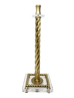 Ethan Allen 18” Tall Brass & Acrylic Candlestick Holder Spiral/Twisted Stem EUC